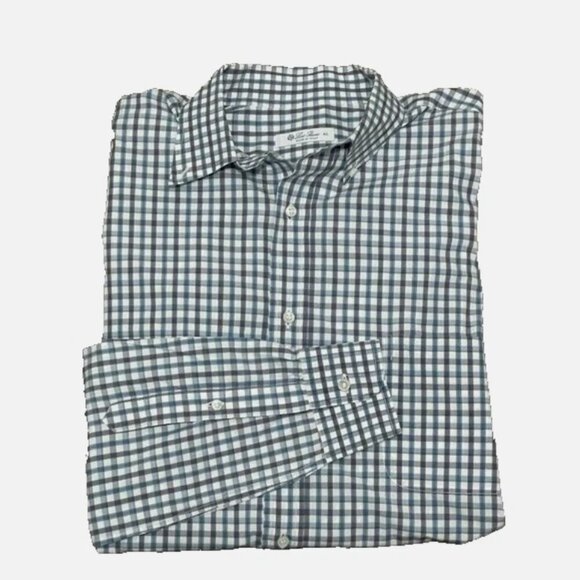 Loro Piana Blue Checkered Long Sleeve Button Up Shirt Size XL